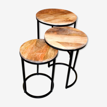 Exotic wooden bun tables (massive mango wood)