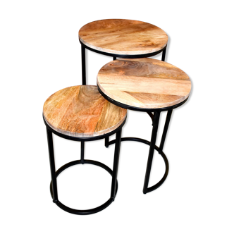 Exotic wooden bun tables (massive mango wood)