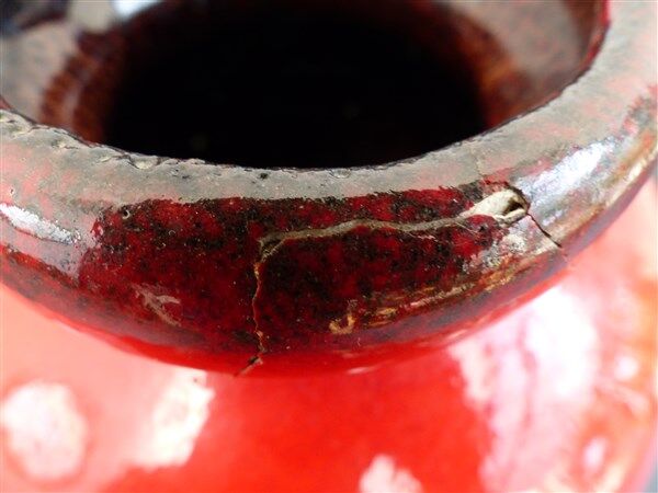 Scheurich West Germany 1960s red lash vase