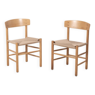 2x Børge Mogensen J39 People's Chair in Beech, 1970s Denmark