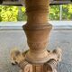 Round dining table with a central pedestal, stripped raw oak, 4 extensions, 19th century.