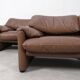 Set of Cassina Maralunga 2 seaters in mocca leather