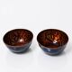Pair of vintage hand-crafted blue and copper enamelled bowls.