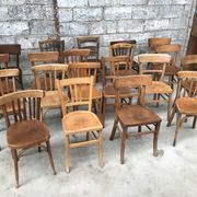 Set of 20 curved wooden bistro chairs