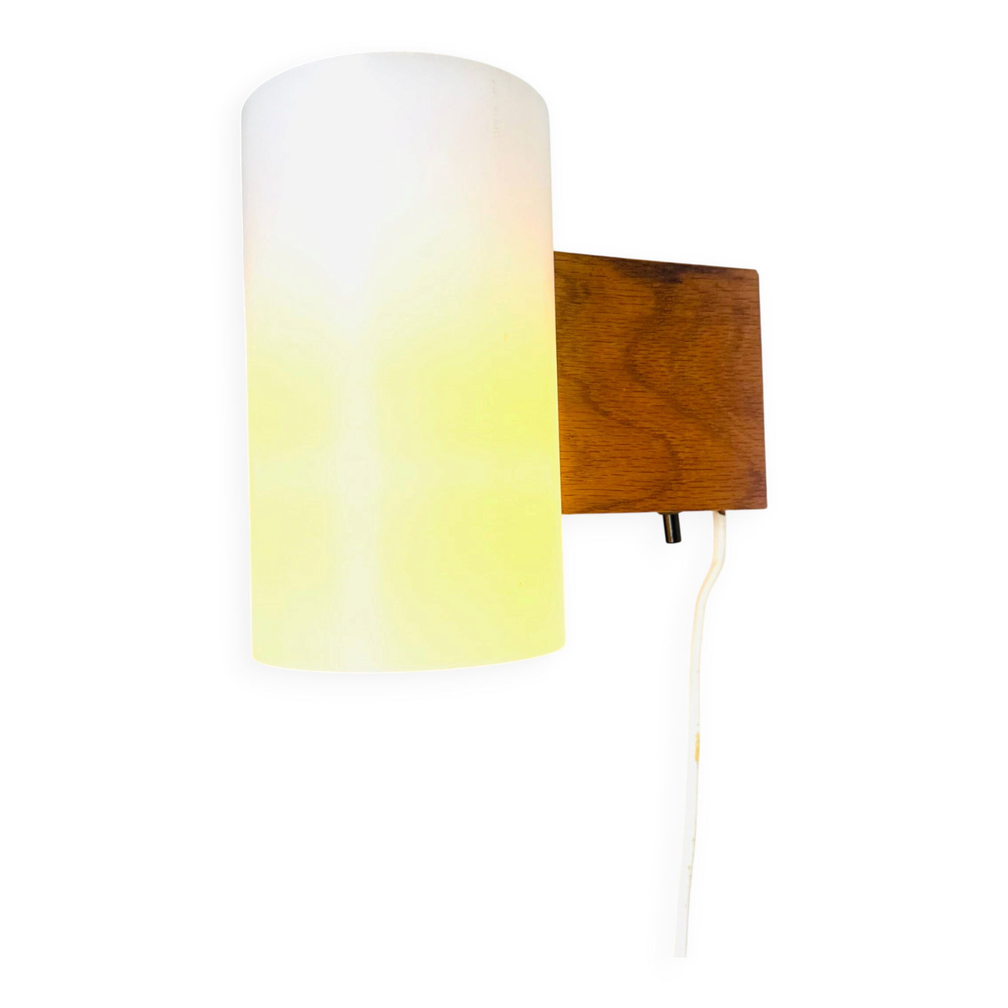 Cylindrical Beech Wood Wall Lamp Uno & Östen Kristiansson For Luxus, Sweden 1960S