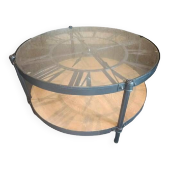 Round pendulum living room coffee table in metal and glass