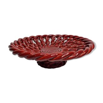 Braided glazed ceramic fruit cup, 33 cm