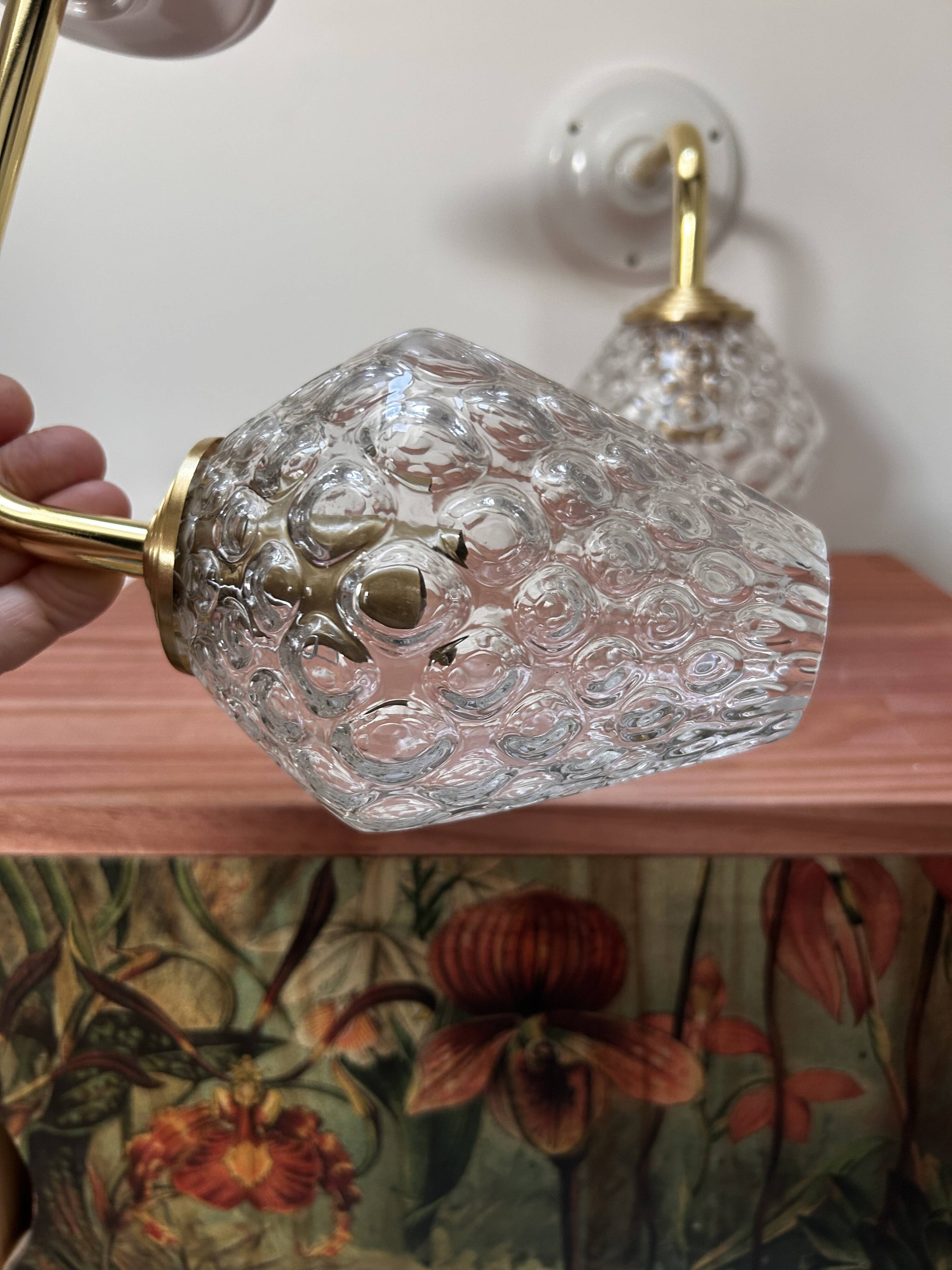 Pair of vintage bubble glass wall lights