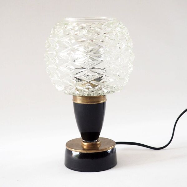 Lampe boule ananas et verre noir