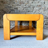 Wood and smoked glass coffee table from the 80s