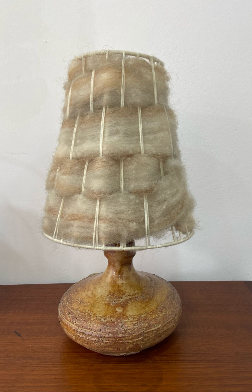 Vallauris stoneware lamp, signed Sesame