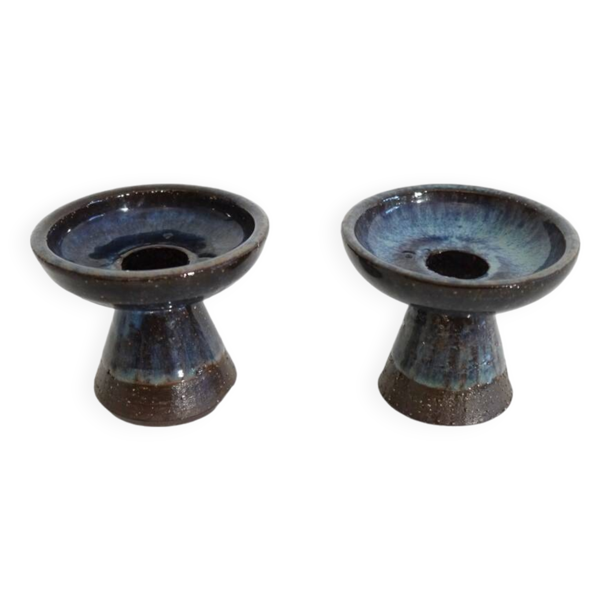 Paire de bougeoirs danois en ceramique de Soholm