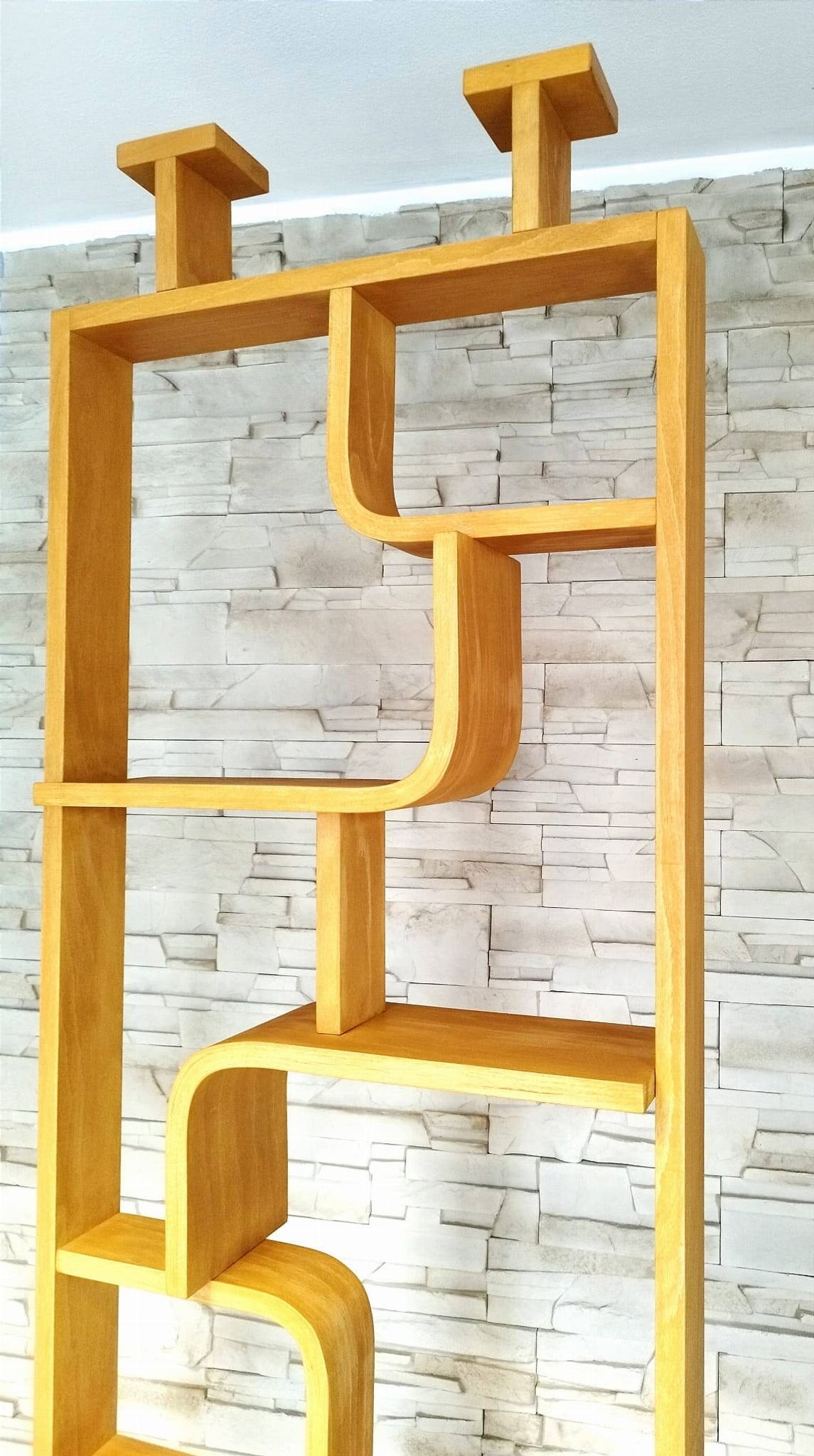 Bent plywood wall, bookcase, flowerbed, Volak by Holesov, 1960s Czechoslovakia