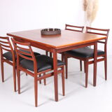 Danish teak draw-leaf dining table