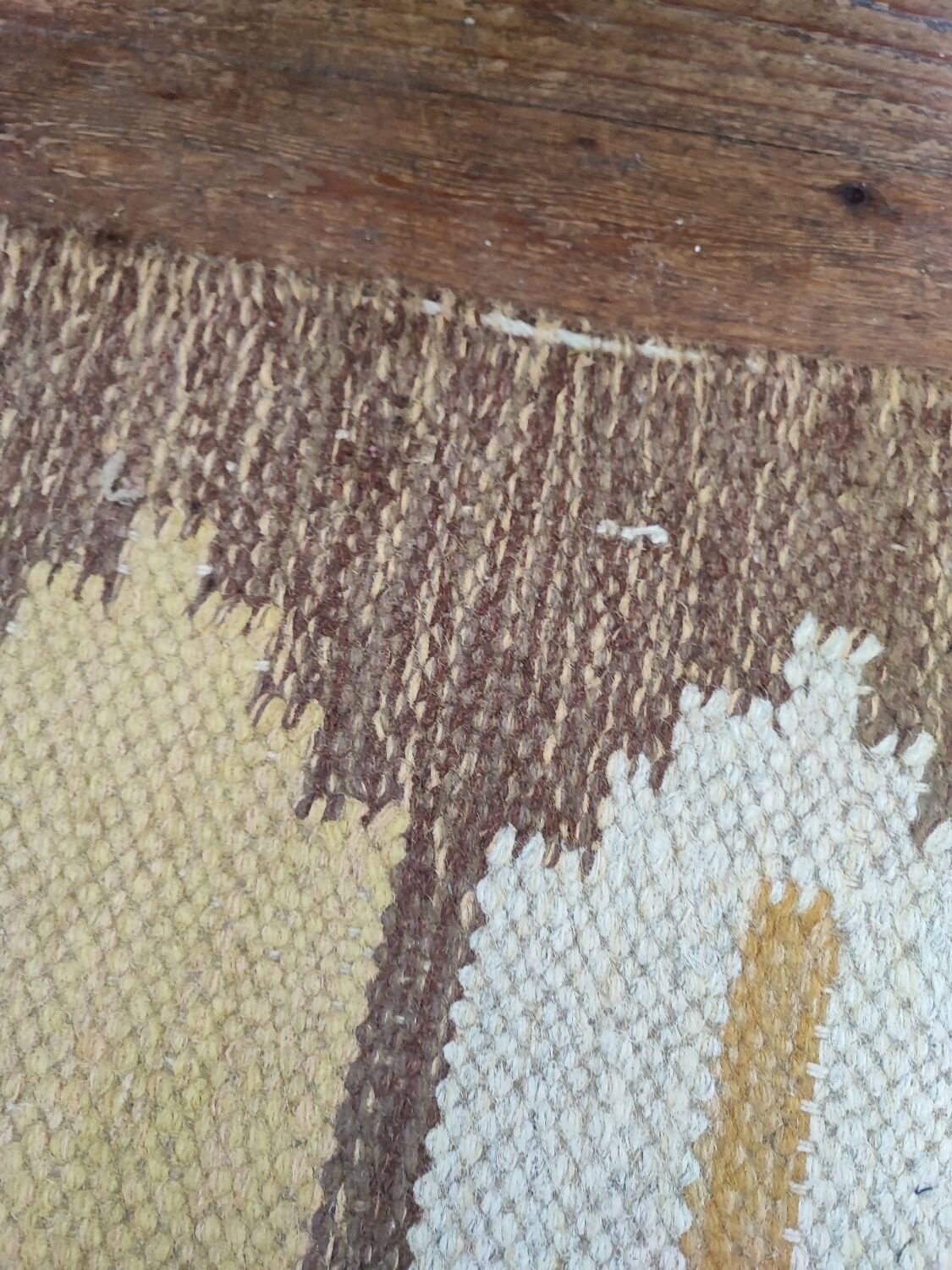Vintage yellow Scandinavian kilim rug