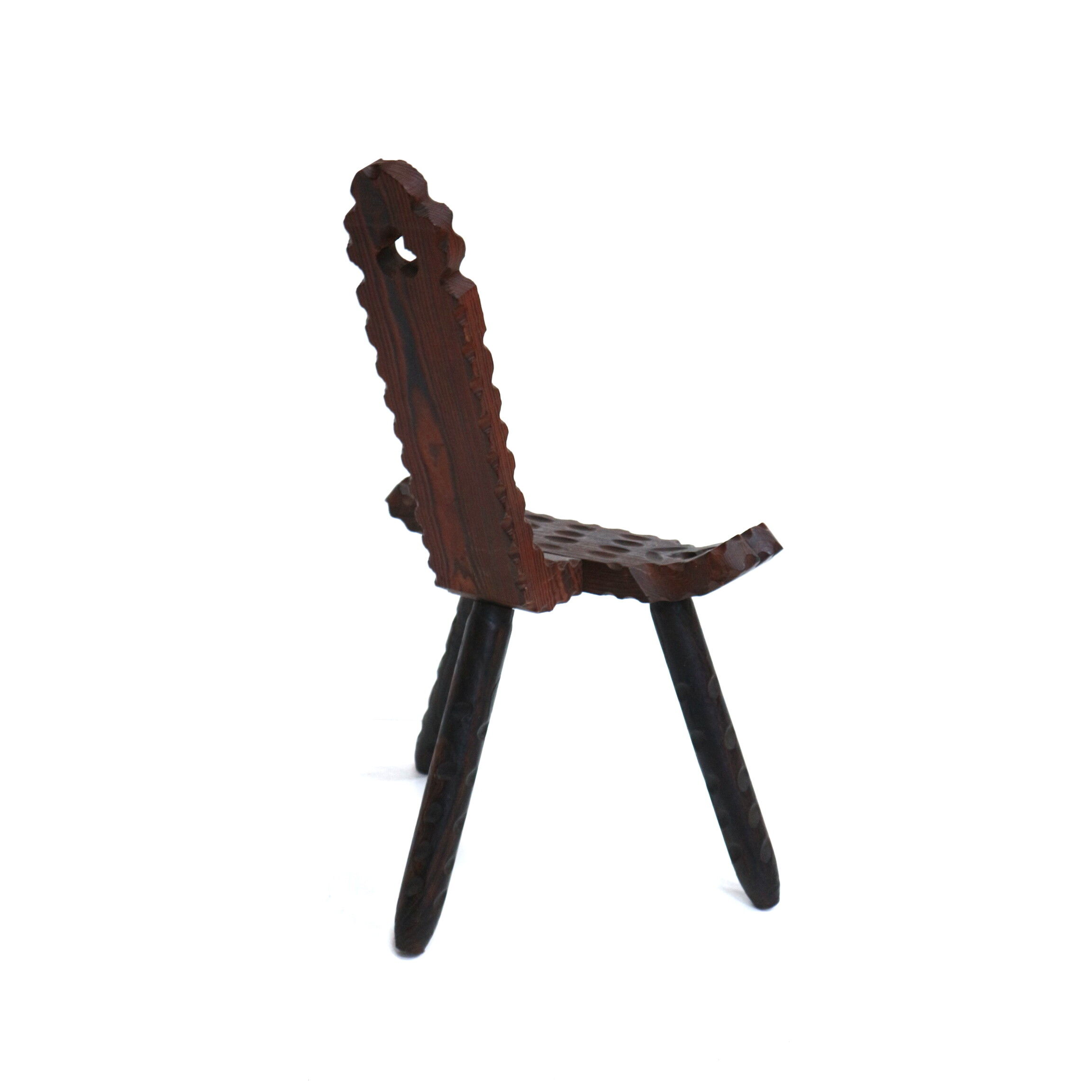 Spanish Brutalist wooden chair / stool from the 1960s