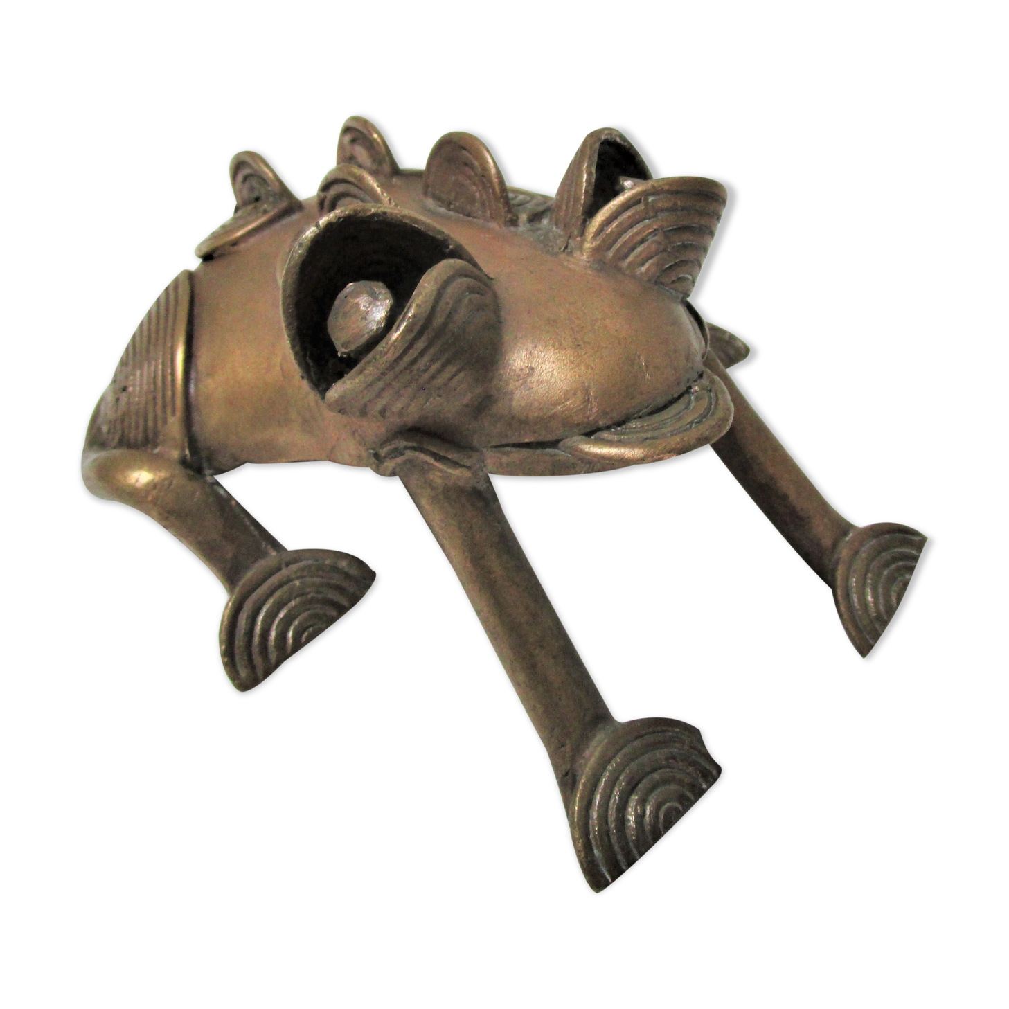 Sculptural frog brass vintage African art