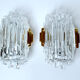 Pair of vintage wall lamps, glass and bronze gilded with fine gold