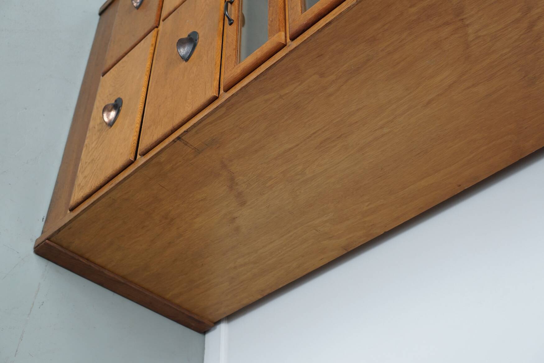 English Haberdashery Shop Cabinet with Glass Fronted Drawers, Circa 1930s