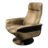 Fauteuil pivotant De Sede en cuir, pied tulipe, vintage