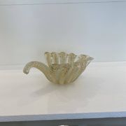 Murano Barovier 'Zebrati' Decor Glass Shell Bowl Hollywood Regency, 1960s