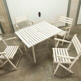 Garden furniture table and 4 armchairs 60's in its juice