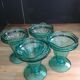 Ensemble de 4 coupes à glaces ou dessert en verre couleur bleu turquoise
