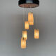 Mid-century cascade wood & crushed plastic pendant light, 1970's