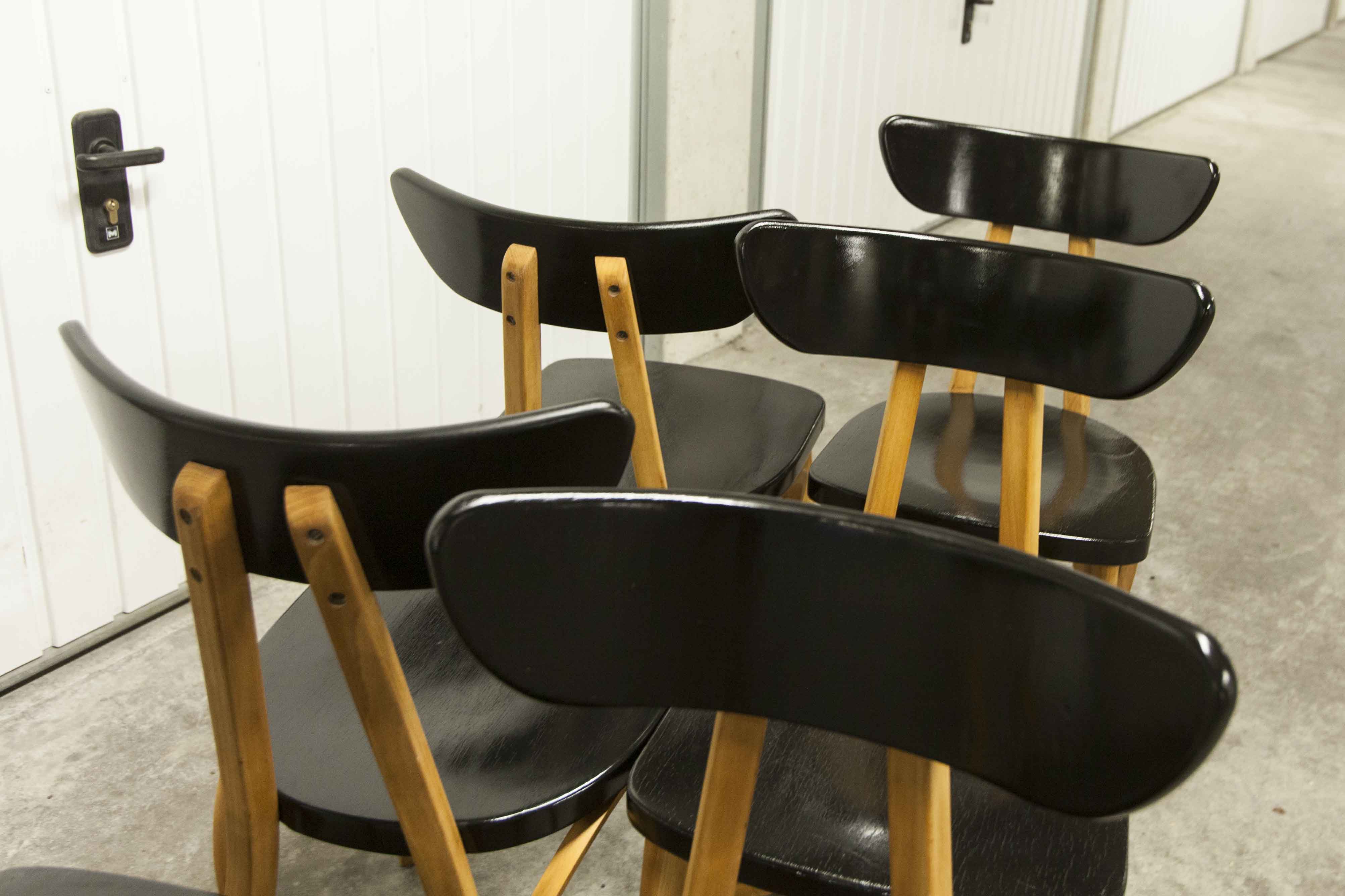 Set of 6 restored Luterma "banana" chairs