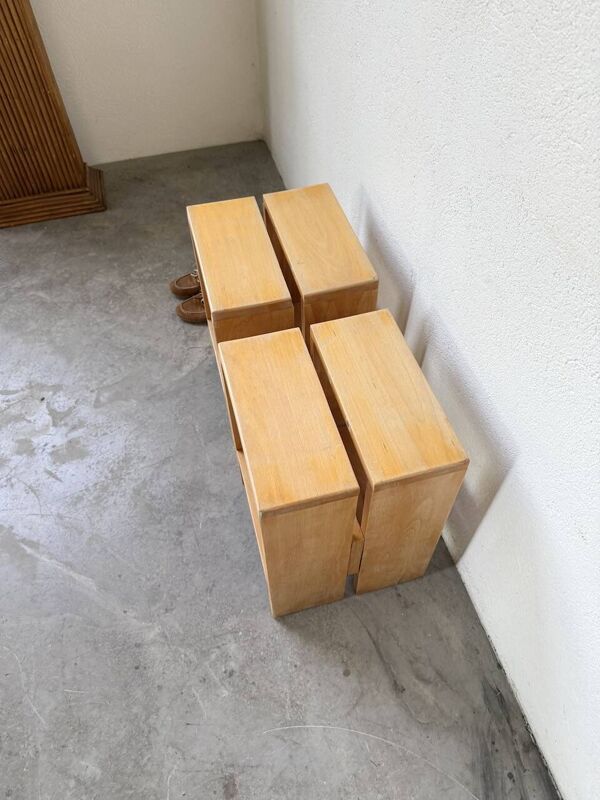 Paire tabourets ou chevets pin mobilier montagne 1950