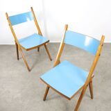 Mid-century Italian Wooden Dining Set of 5 in Blue