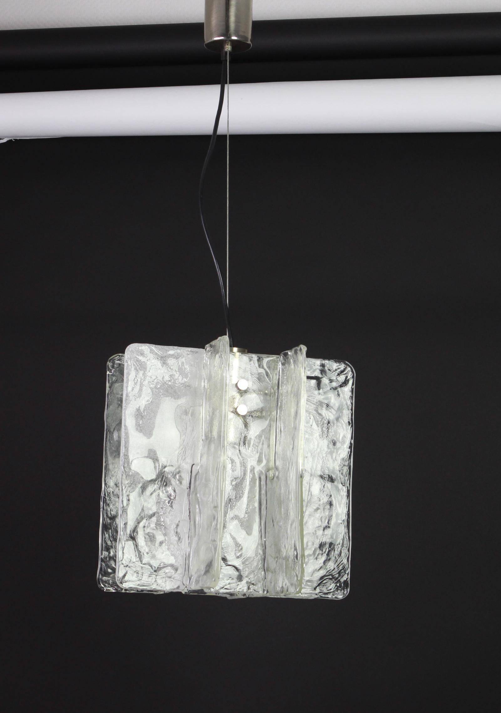 1 of 2 Murano glass chandeliers designed by Carlo Nason for Mazzega, 1970s.