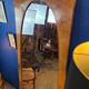 Miroir vintage géant bois clair miroir ovale 1920