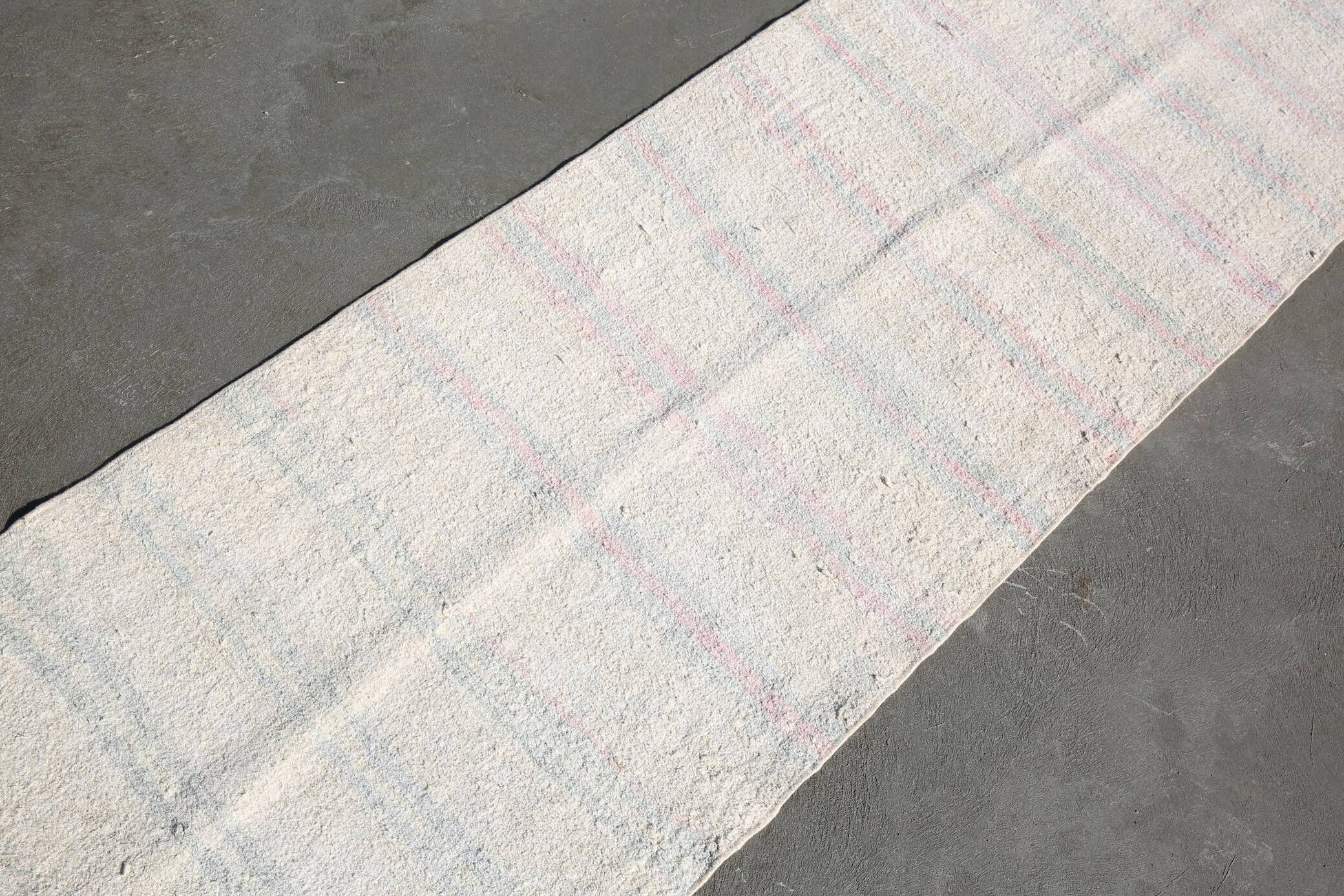 3x9 Soft Pink & Beige Turkish Woven Oushak Runner Rug, 79x266 Cm