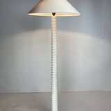 Midcentury French Alabaster floor lamp with bouclé shade, 1950s
