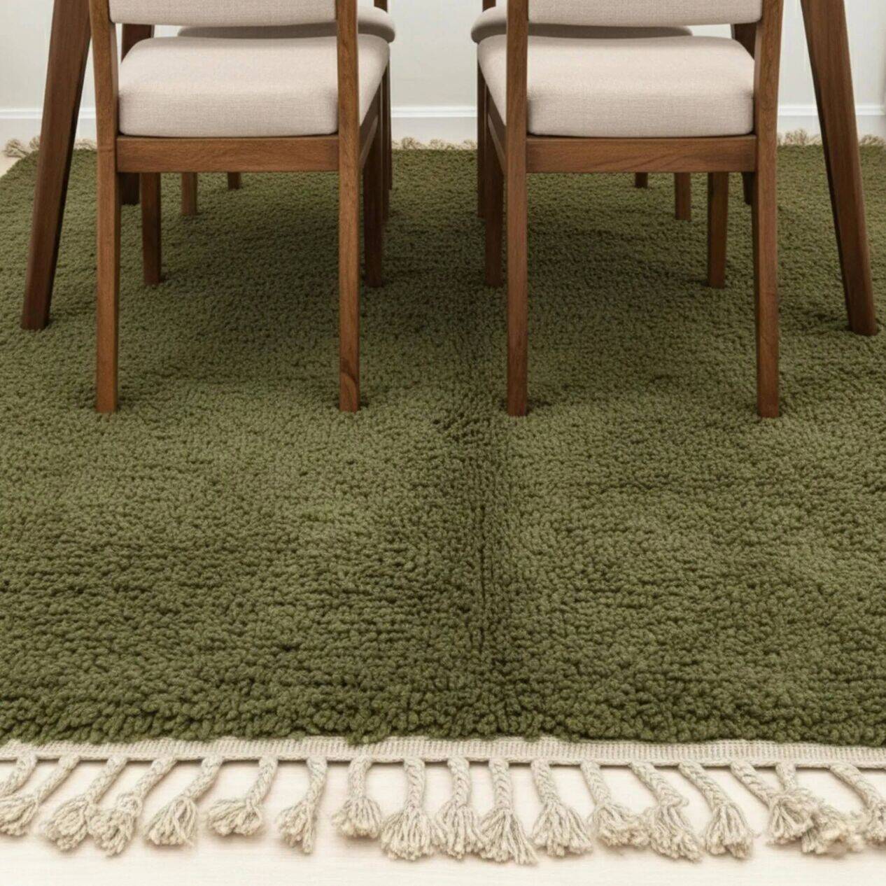 Set of 3 Handmade Green Rugs – 2x (2.5x1.5 m) + 1x (3x2 m)