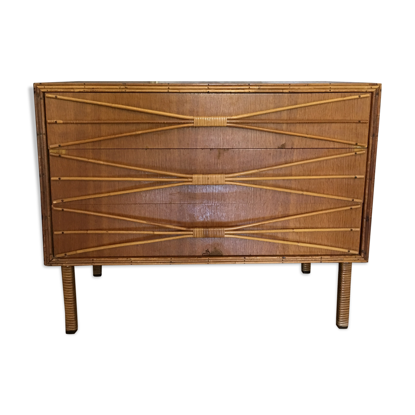 Rattan chest of drawers of the years 50