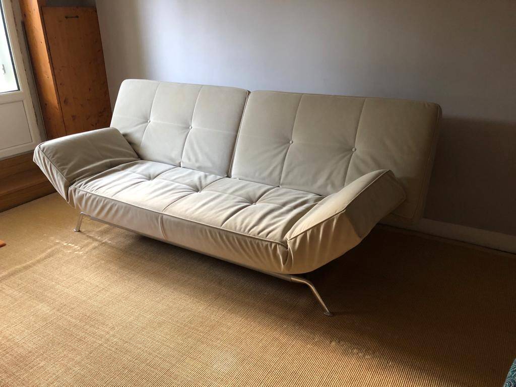 Cinna Smala 4 seater convertible sofa in beige alcantara