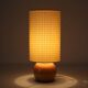Handcrafted table lamp – Turned wood and yellow Vichy