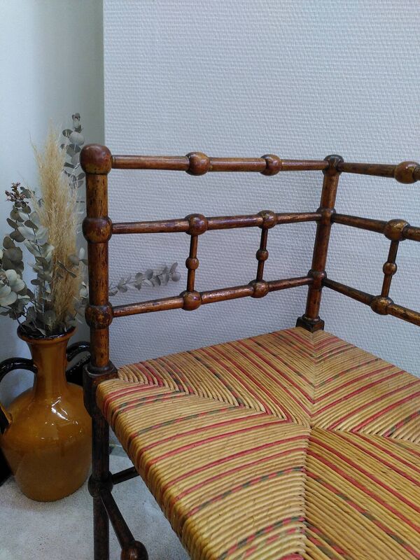 Chaise d'angle bois et paille