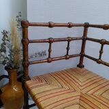 Wood and straw corner chair