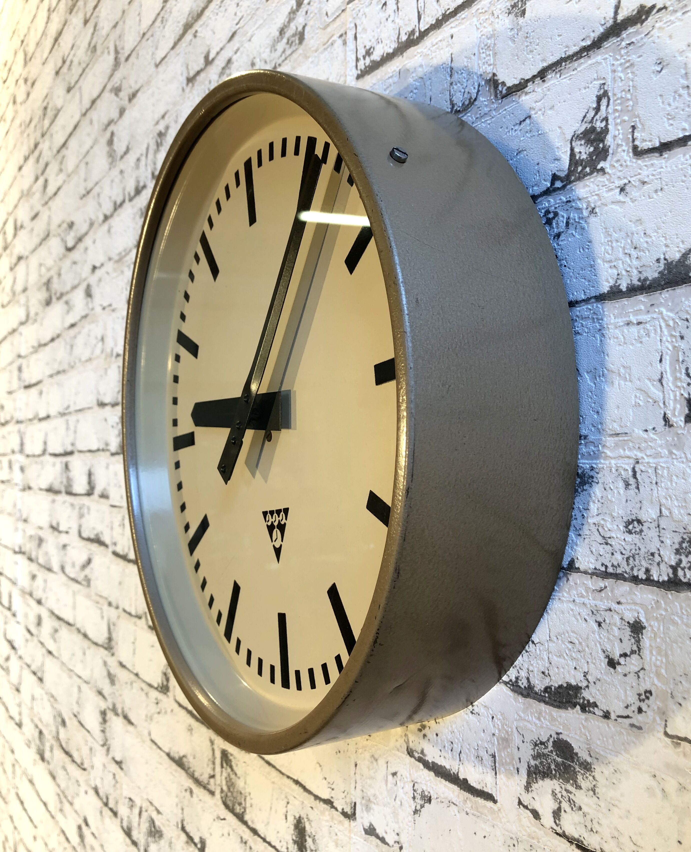 Brown Industrial Wall Clock From Pragotron, 1960s