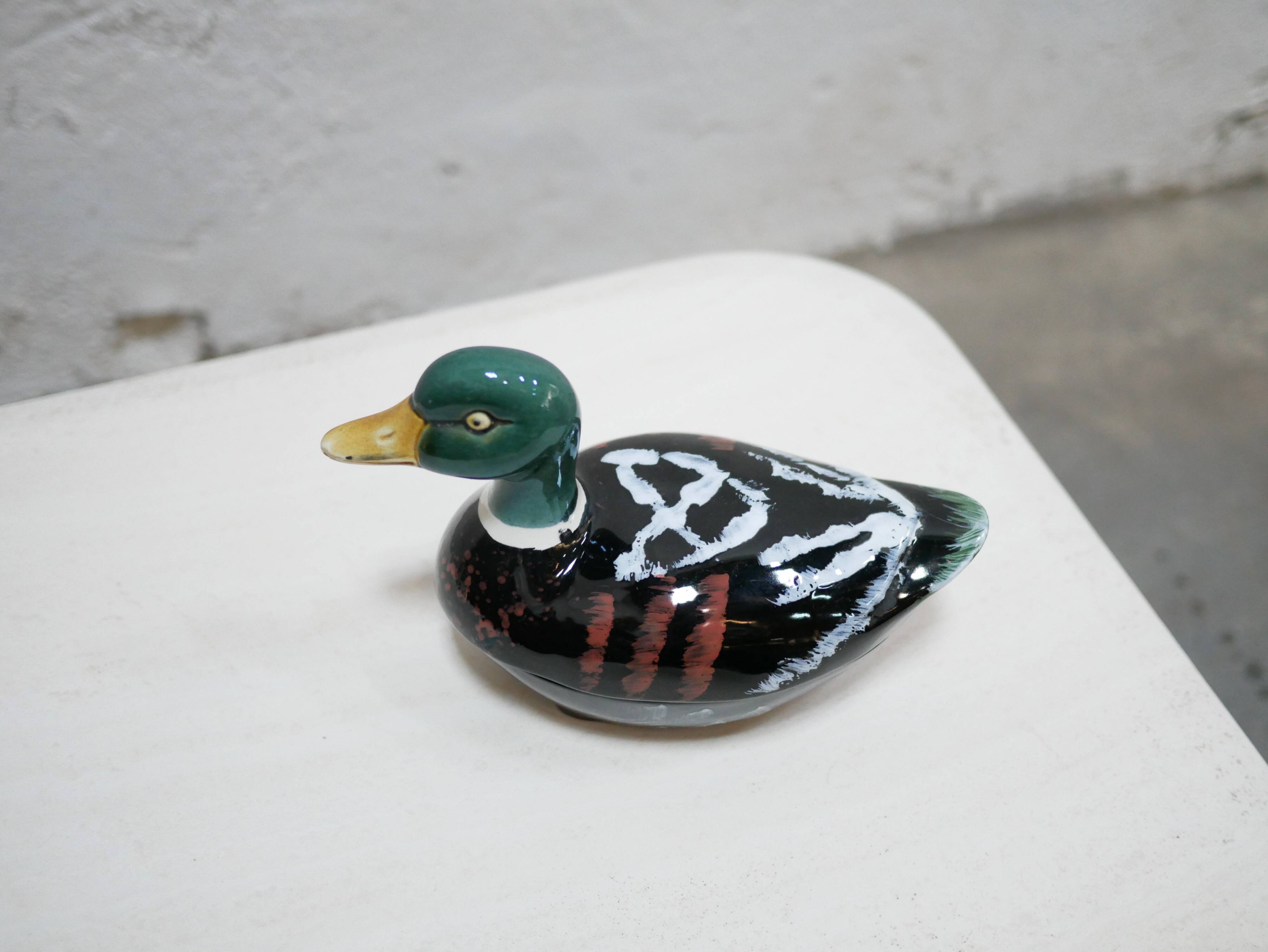 Vintage ceramic duck terrine by Michel Caugant