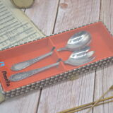 Old salad cutlery, made of metal, in their Amefa case
