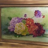 huile sur paneau bouquet de fleurs signée Marguerite Dorbritz