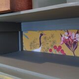 Art deco style bedside table - asymmetrical mustache foot