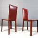 Red leather dining chairs by De Couro Brazil, 1980s - set of 4