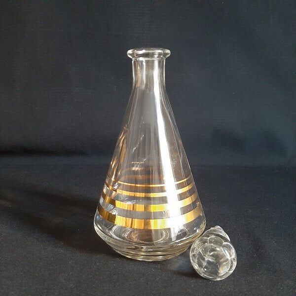 Gold striped glass decanter