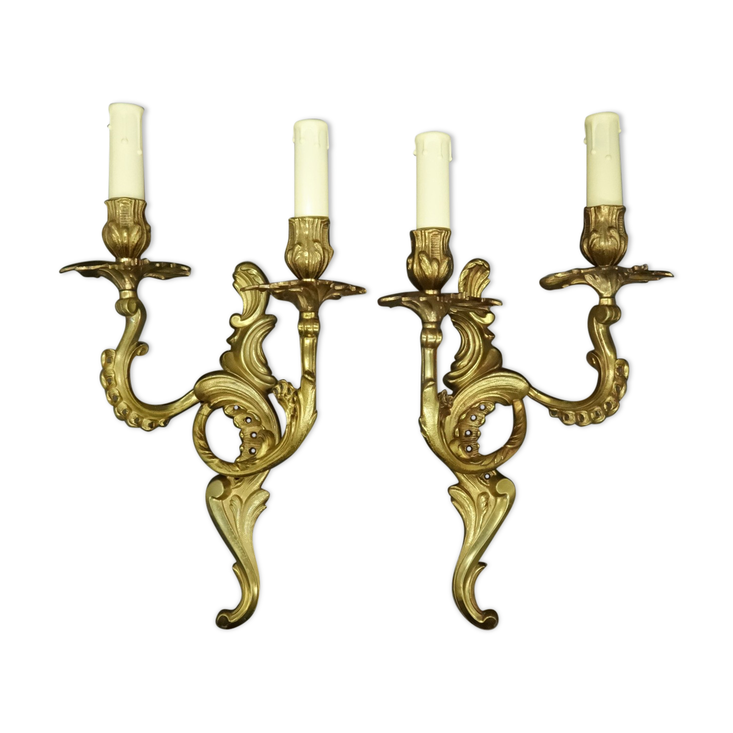 Pair of Rocaille / Rococo / Baroque style wall lamps