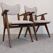 Pair of modernist Scandinavian bridge armchairs in teak, Denmark 1950.